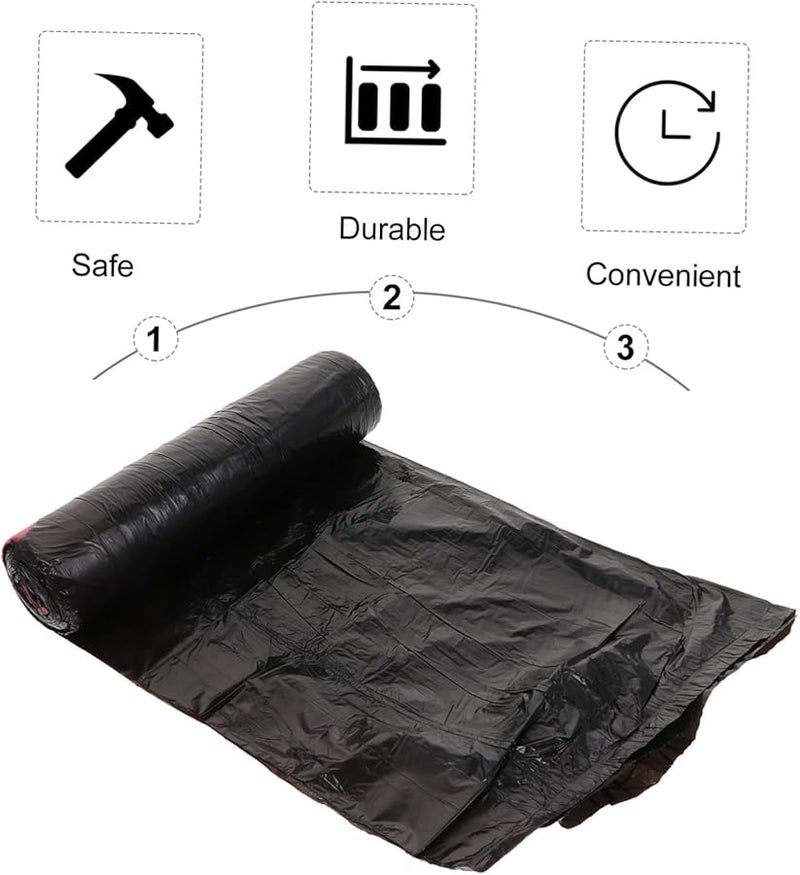 أكياس قمامة سوداء بحبل سحب، عبوة من 10 قطع، مقاومة للتسرب ومتينة من مادة البولي بروبيلين للمطبخ والحمام والمكتب - Image 3